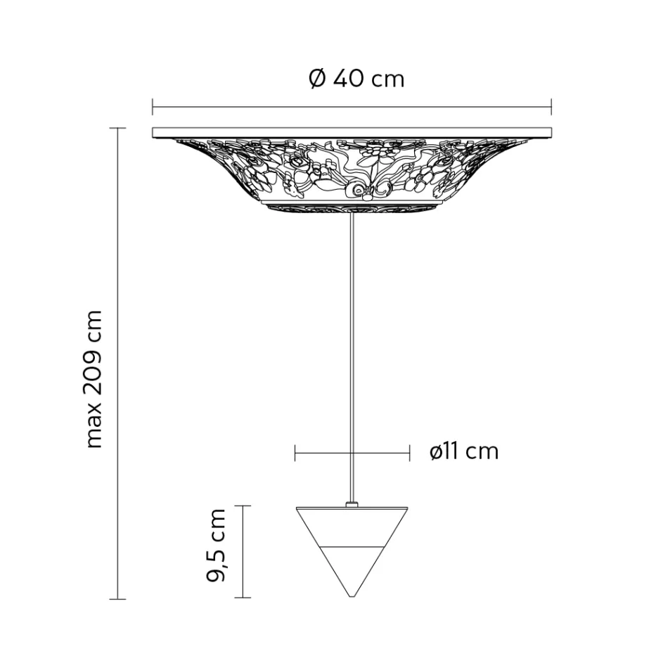Suspension Lamp Design White Gypsum and Black Aluminum 1 Cone - Tesera Viadurini
