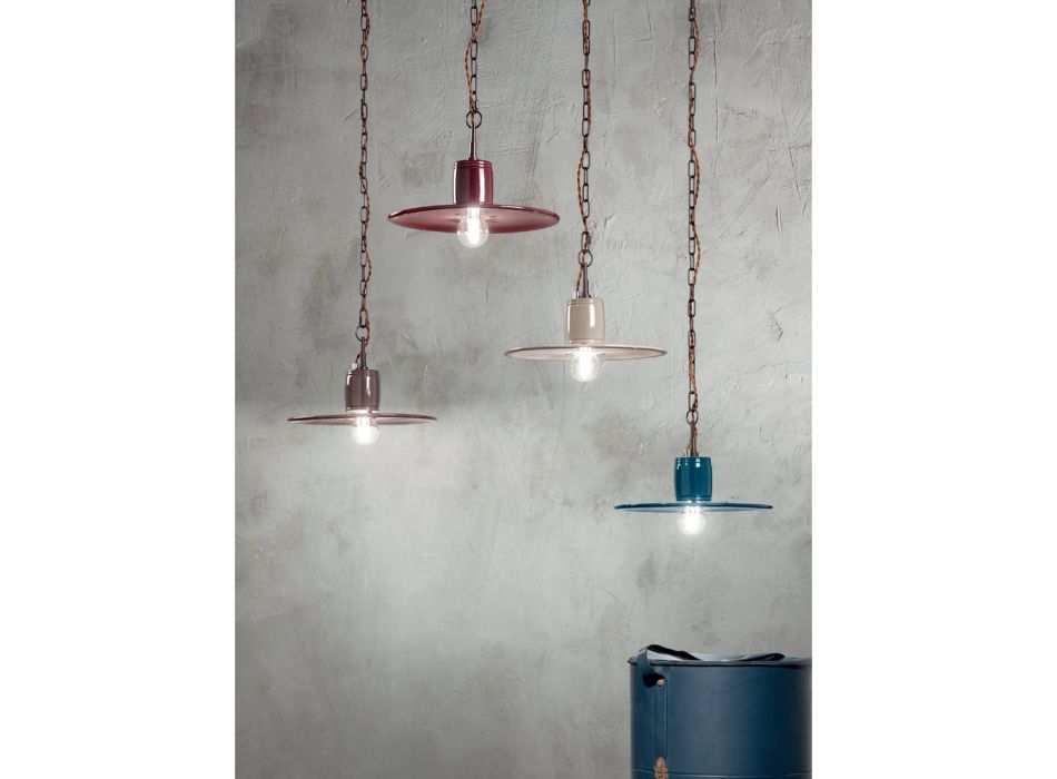Industrial Style Colored Ceramic Design Suspension Lamp - Disko Viadurini