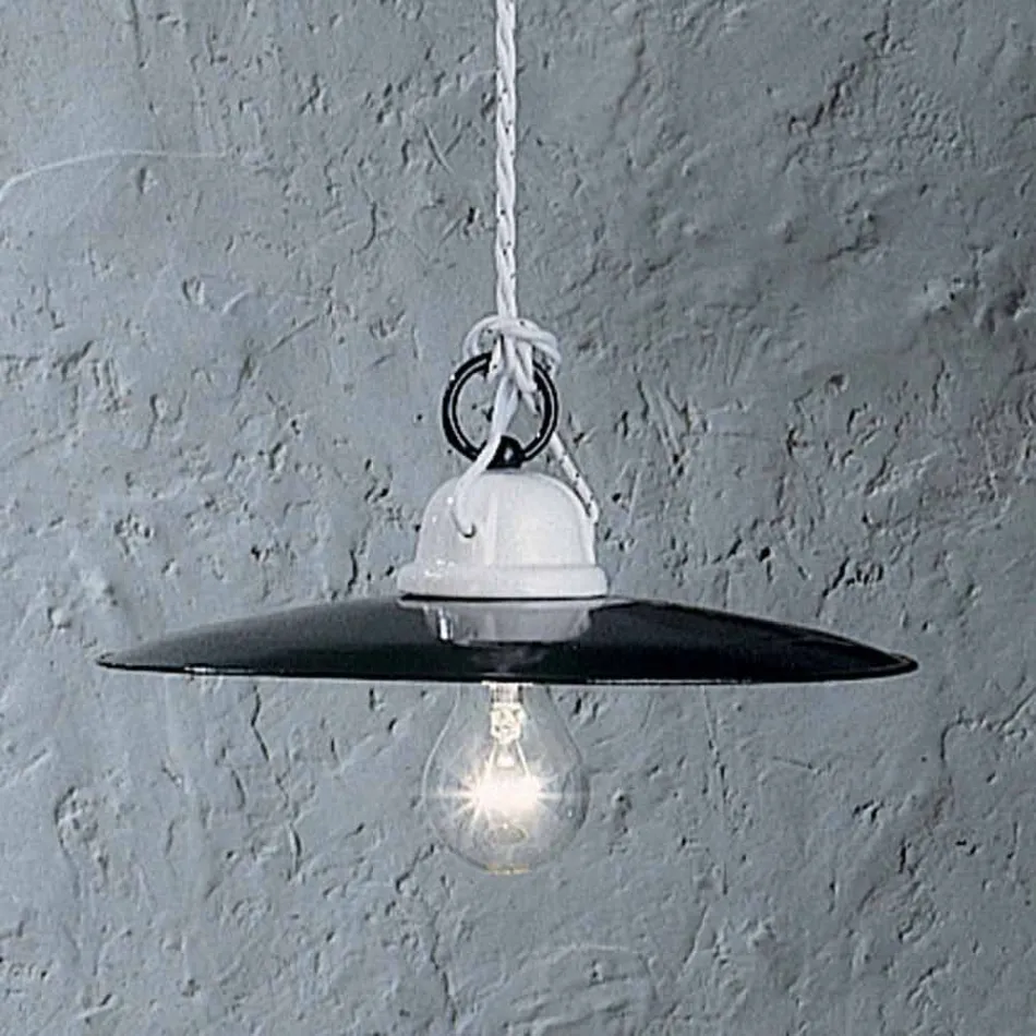 Hanging lamp rustic ceramic design Ferroluce Potenza Viadurini