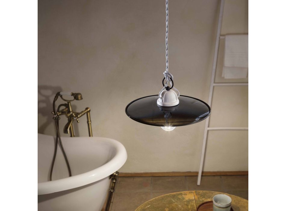 Rustic pendant light Potenza entirely made in Italy by Ferroluce Viadurini