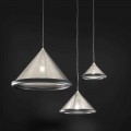 Suspension Lamp in Stainless Steel and Ceramics - Tamiso Aldo Bernardi