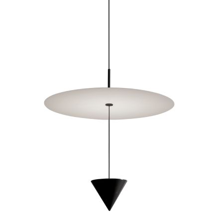 Aluminum Suspension Lamp with White Plate and Black Cone - Padel Viadurini
