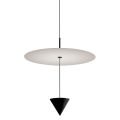 Aluminum Suspension Lamp with White Plate and Black Cone - Padel