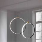 Suspension Lamp in Black Aluminum and Natural Brass Made in Italy - Norma Viadurini
