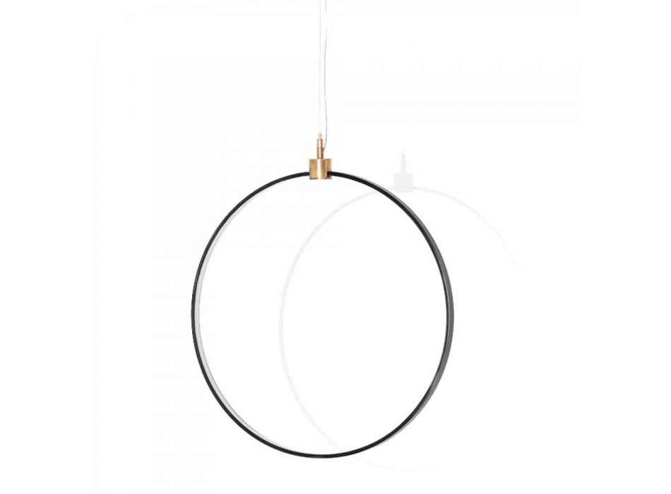 Suspension Lamp in Black Aluminum and Natural Brass Made in Italy - Norma Viadurini