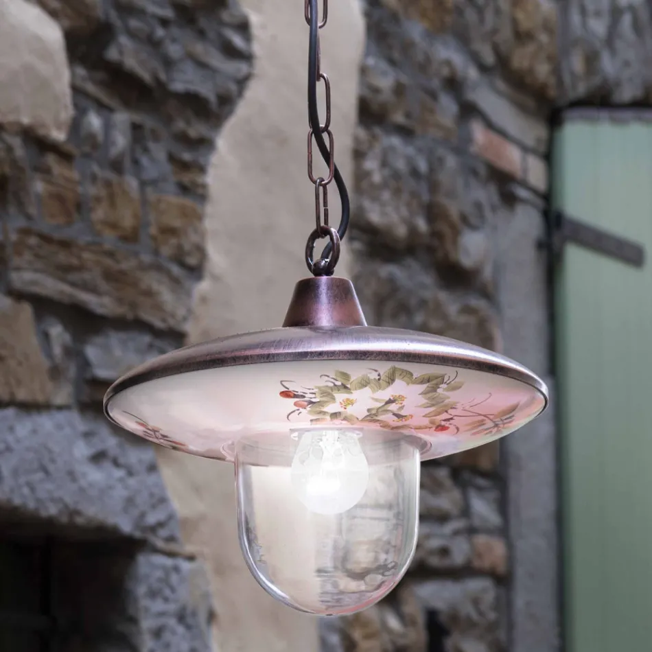 Suspension Lamp in Black Copper Aluminum with Handmade Decoration - Latina Viadurini