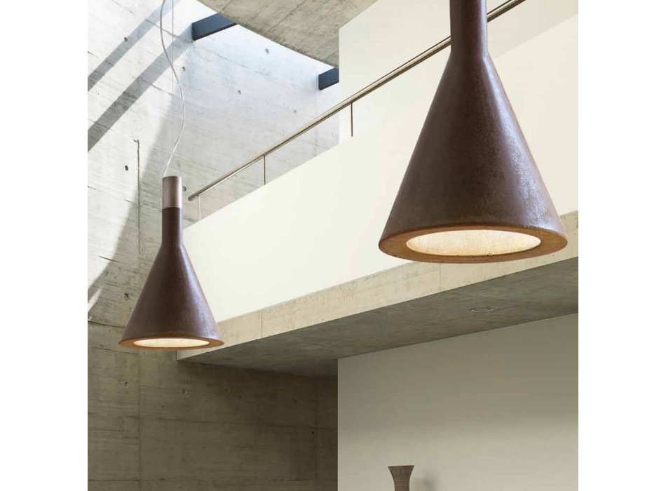 Hanging lamp in concrete Funnel Aldo Bernardi Viadurini