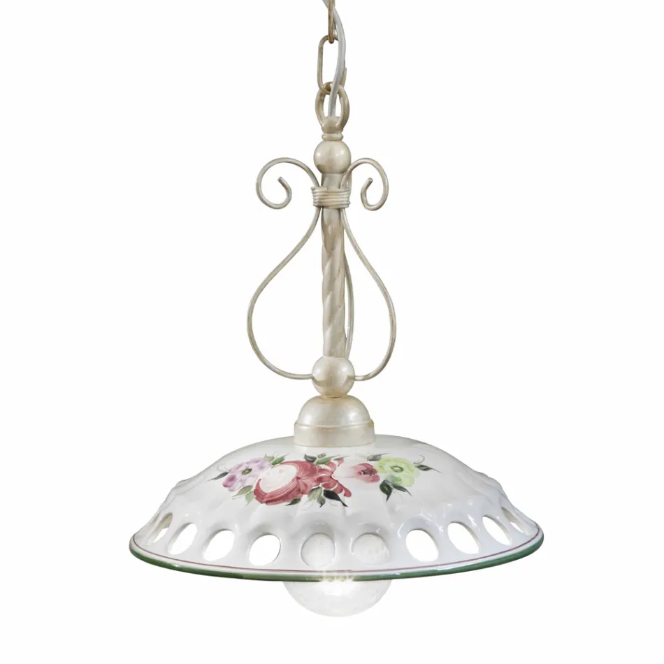 Handcrafted Ceramic Suspension Lamp with Passanastri - Naples Viadurini