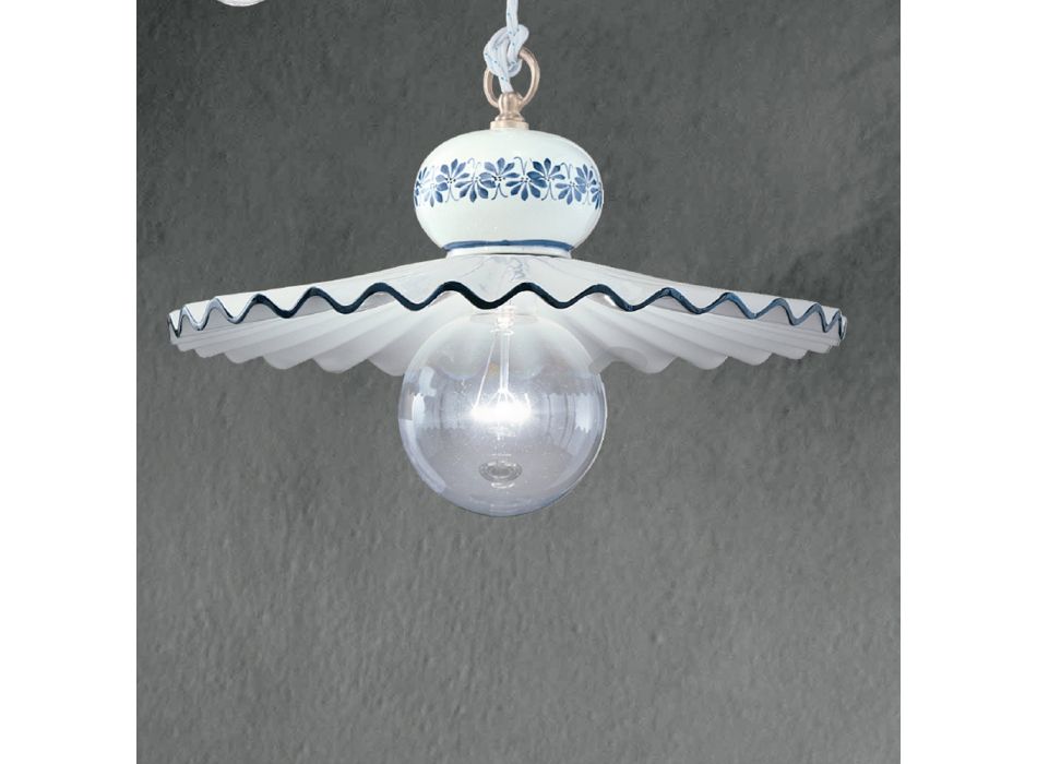 Hand-Decorated Artisan Ceramic Suspension Lamp - Rome Viadurini