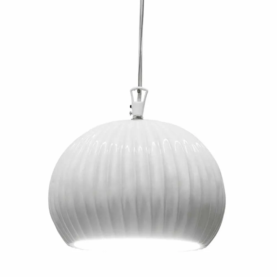 Suspension Lamp in Glossy White Ceramic Design in 4 Shapes - Oasis Viadurini