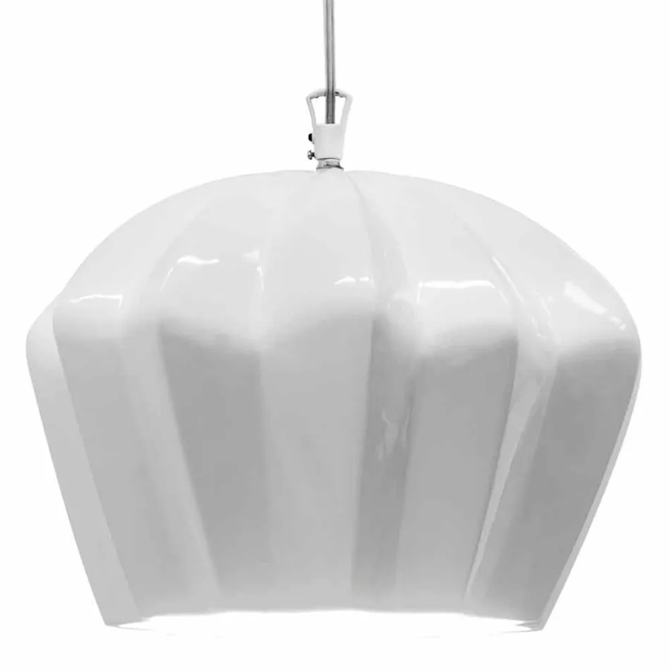 Suspension Lamp in Glossy White Ceramic Design in 4 Shapes - Oasis Viadurini