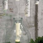 Suspension Lamp in Matt White Ceramic with Decorative Flowers - Revolution Viadurini