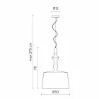 Suspension Lamp in White Ceramic. Shade in Linen Short Design - Cadabra Viadurini