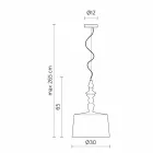 Suspension Lamp in White Ceramic. Shade in Linen Short Design - Cadabra Viadurini