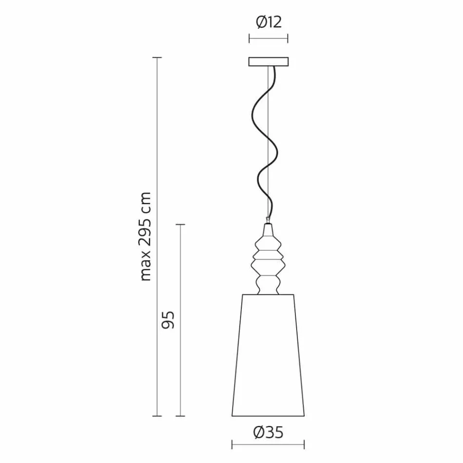 Suspension Lamp in White Ceramic Lampshade in Linen Long Design - Cadabra Viadurini