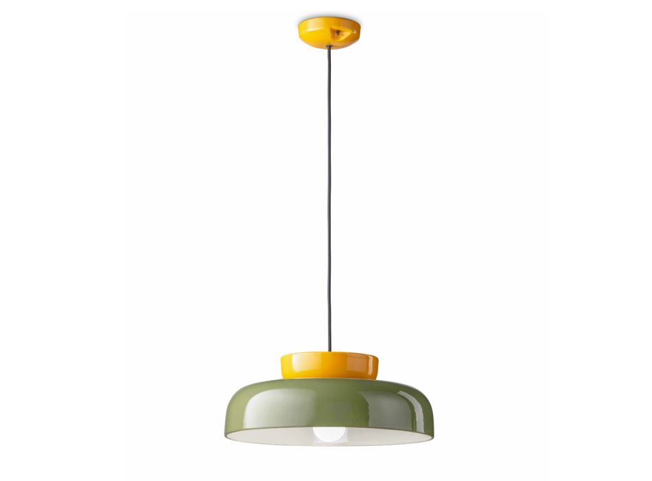 Suspension Lamp in Bicolor Ceramic Made in Italy - Corcovado Viadurini