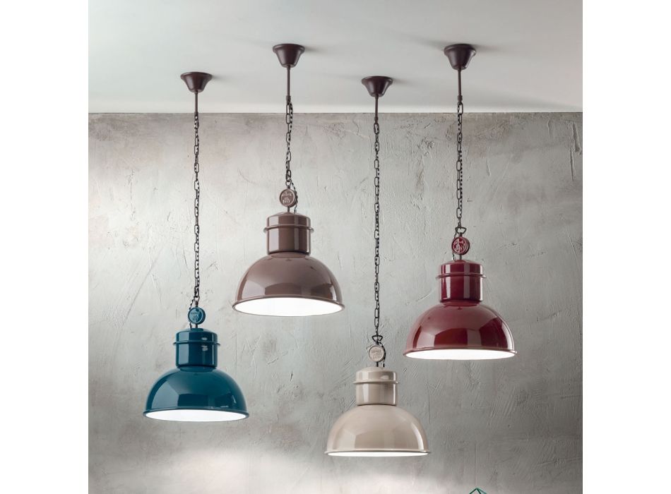 Industrial Design Colored Ceramic Suspension Lamp - Gennina Viadurini