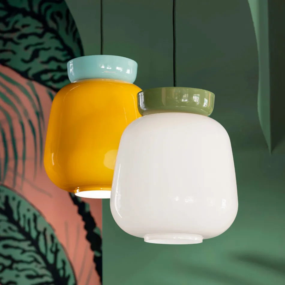 Pendant Lamp in Ceramic and Glass Made in Italy - Corcovado Viadurini