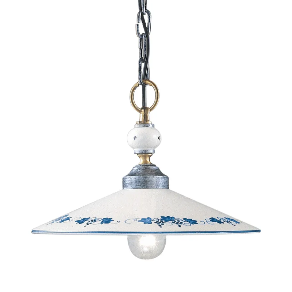 Handmade Ceramic and Vintage Iron Pendant Lamp - Asti Viadurini