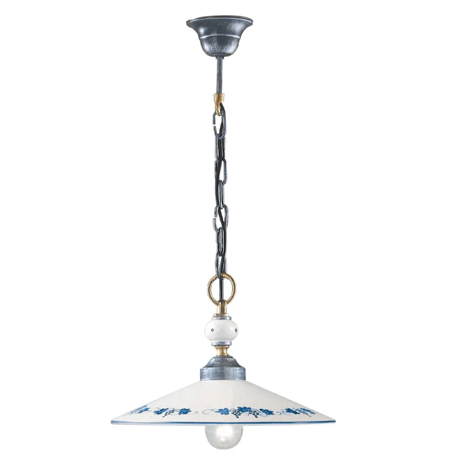 Handmade Ceramic and Vintage Iron Pendant Lamp - Asti Viadurini