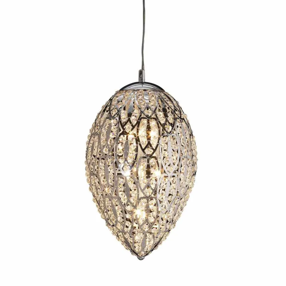 Hanging lamp in glass and steel in the shape of Egg Egg Viadurini