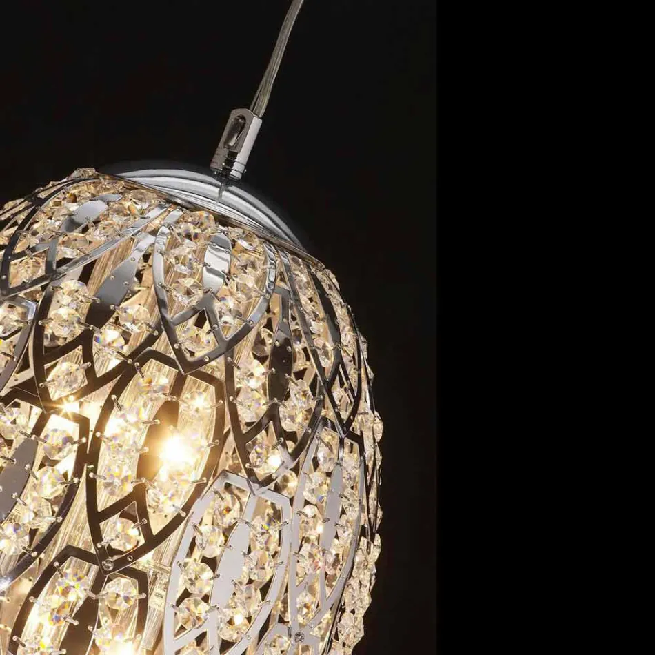 Hanging lamp in glass and steel in the shape of Egg Egg Viadurini