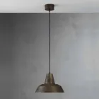 Pendant lamp in antiqued iron with bell Virginia Il Fanale Viadurini