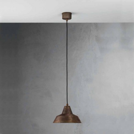 Pendant lamp in antiqued iron with bell Virginia Il Fanale Viadurini