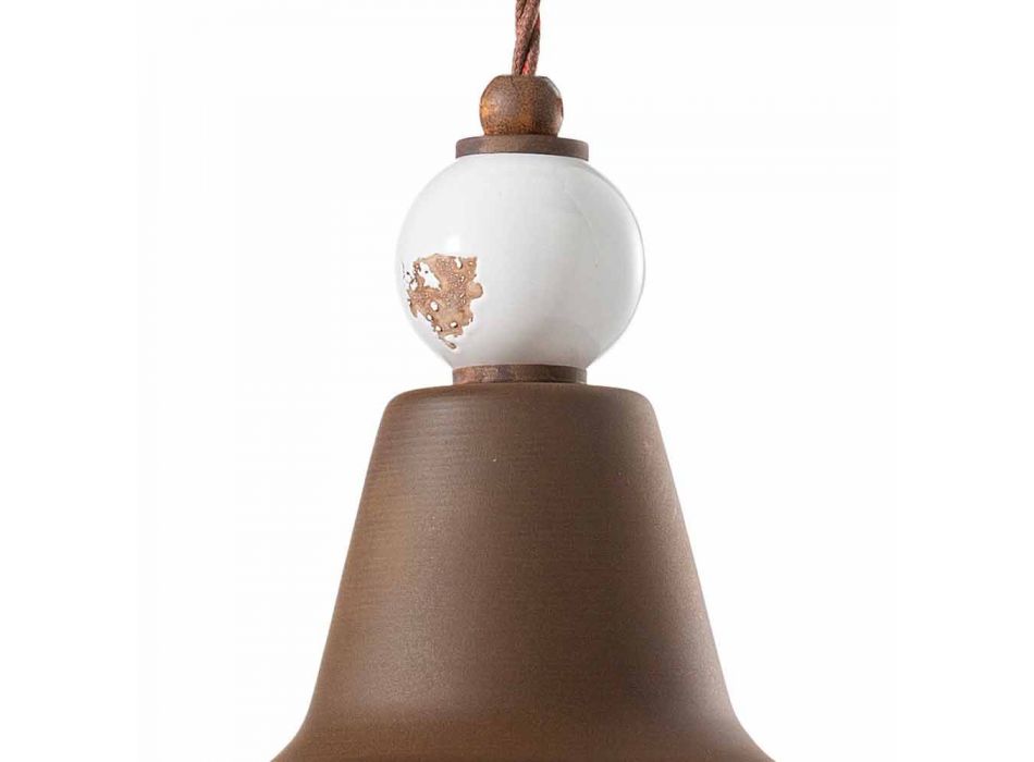 Lamp antique iron suspension and ceramic Teresa Ferroluce Viadurini