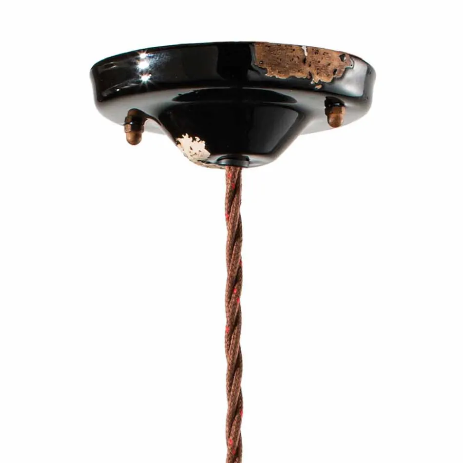 Lamp iron and ceramics suspension corten Lois Ferroluce Viadurini