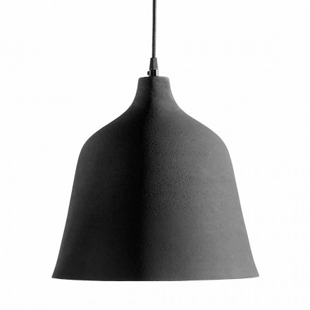 Suspension Lamp in Anthracite Stoneware and White Interior Design - Edmondo Viadurini