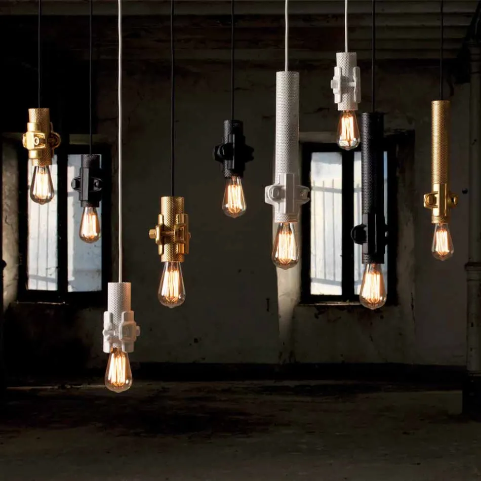 Suspension Lamp in White, Anthracite or Gold Metal 2 Sizes - Meccasmo Viadurini
