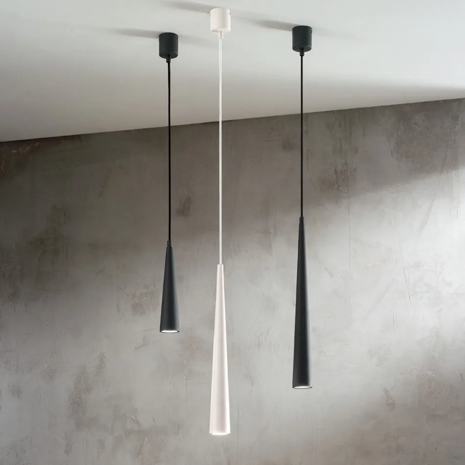 Suspension Lamp in White, Black or Gold Metal 2 Sizes - Girotondo Viadurini