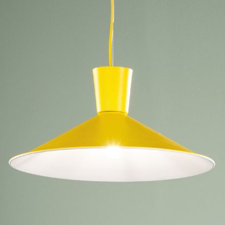 Industrial Design Colored Metal Suspension Lamp - Lunapop Viadurini