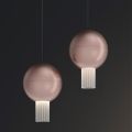 Oris Metal Pendant Lamp with Canneté Glass Cylinders