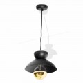 Metal Suspension Lamp with Modern Gold Detail Made in Italy - Valta