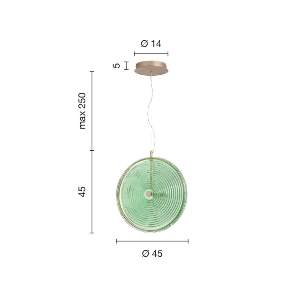 Suspension Lamp in Metal and Glass Decorated with Concentric Lines - Hackberry Viadurini