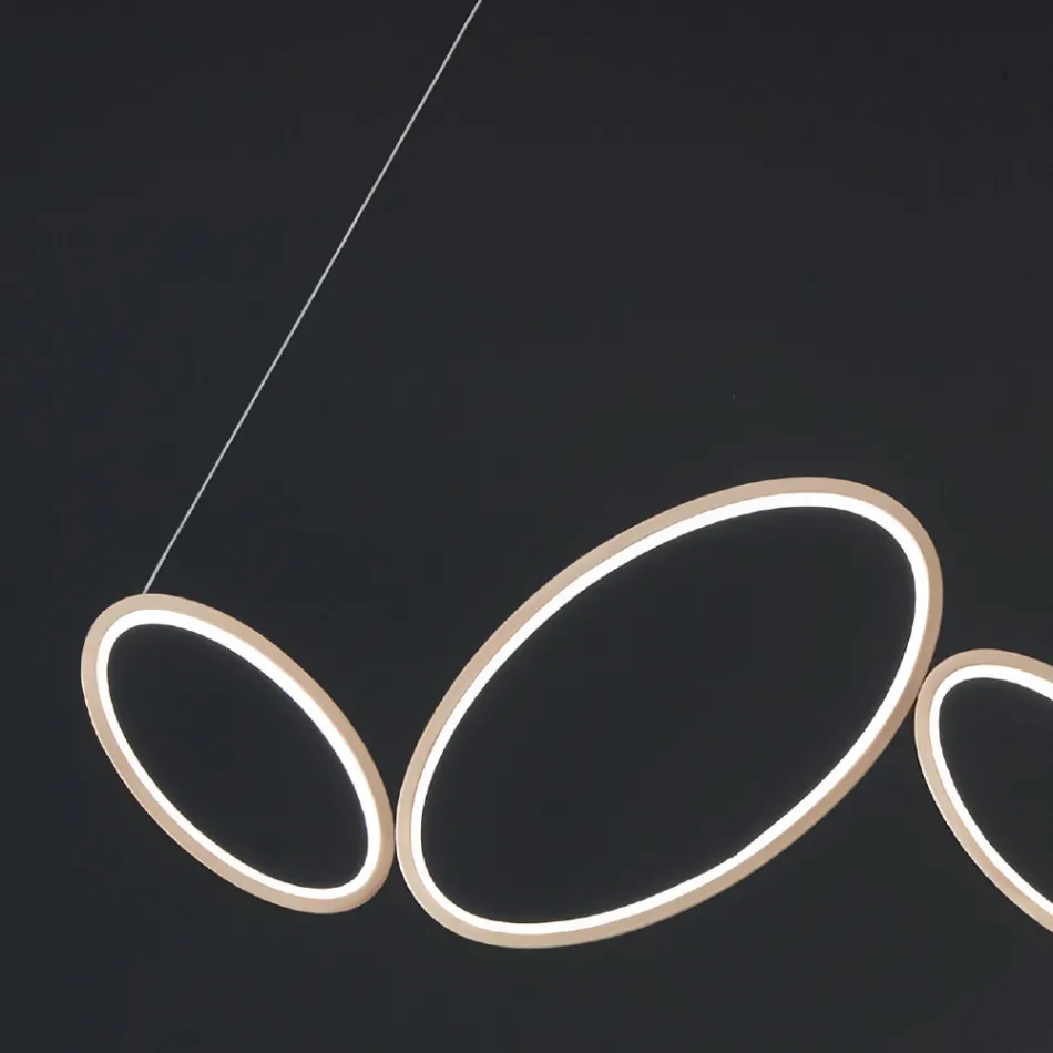 Suspension Lamp in Gold Finish Metal with Dimmable LED - Raiss Viadurini