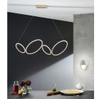 Suspension Lamp in Gold Finish Metal with Dimmable LED - Raiss Viadurini