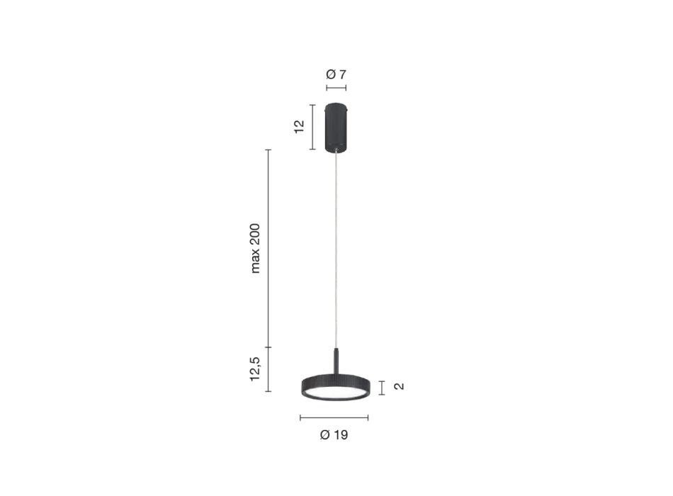 Suspension Lamp in Black Painted Metal and LED Light - Hornbeam Viadurini