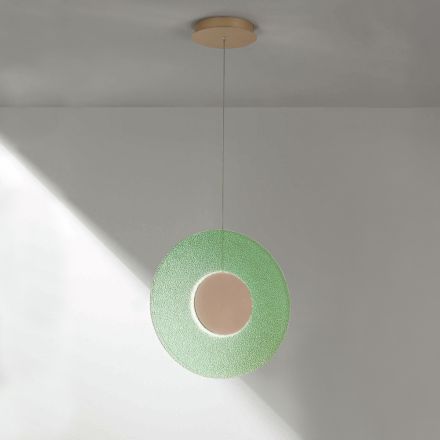Suspension Lamp in Painted Metal and Colored Graniglia Glass - Albizia Viadurini