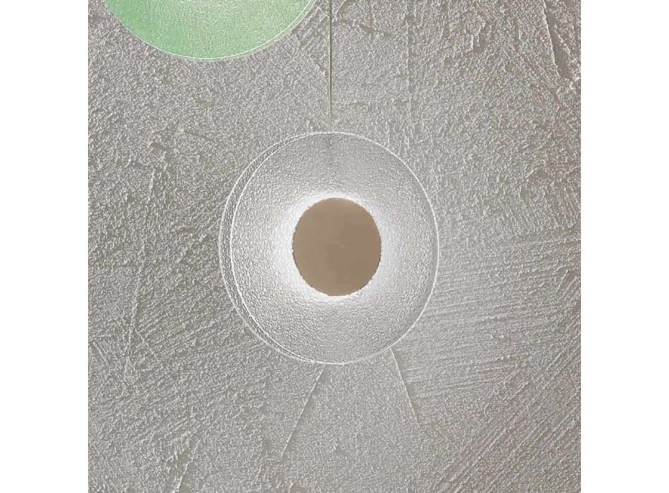 Suspension Lamp in Painted Metal and Colored Grit Glass - Albizia Viadurini