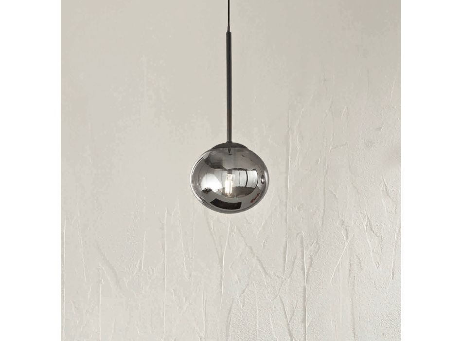 Suspension Lamp in Painted Metal and Blown Glass - Ailanto Viadurini