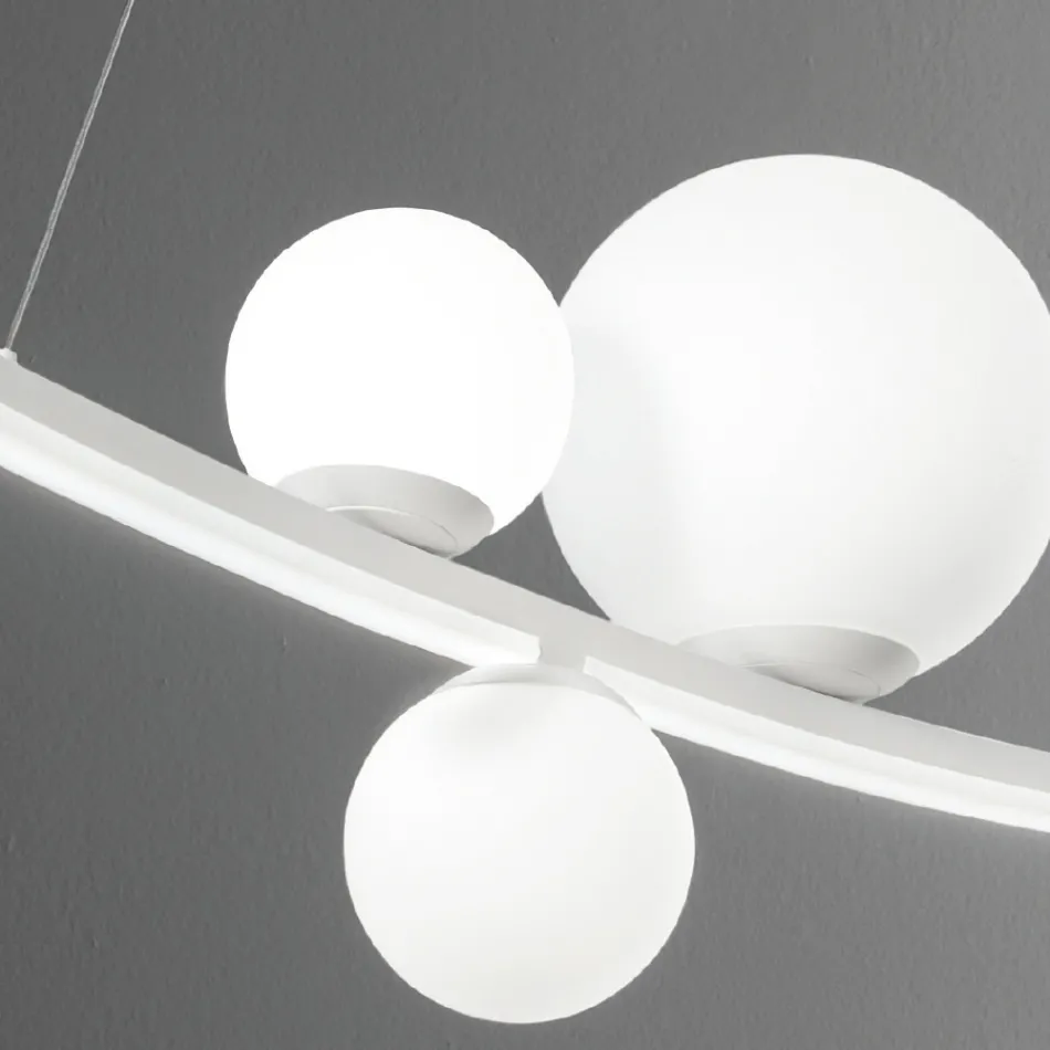 Suspension Lamp in Painted Metal and Blown Glass - Partridge Viadurini