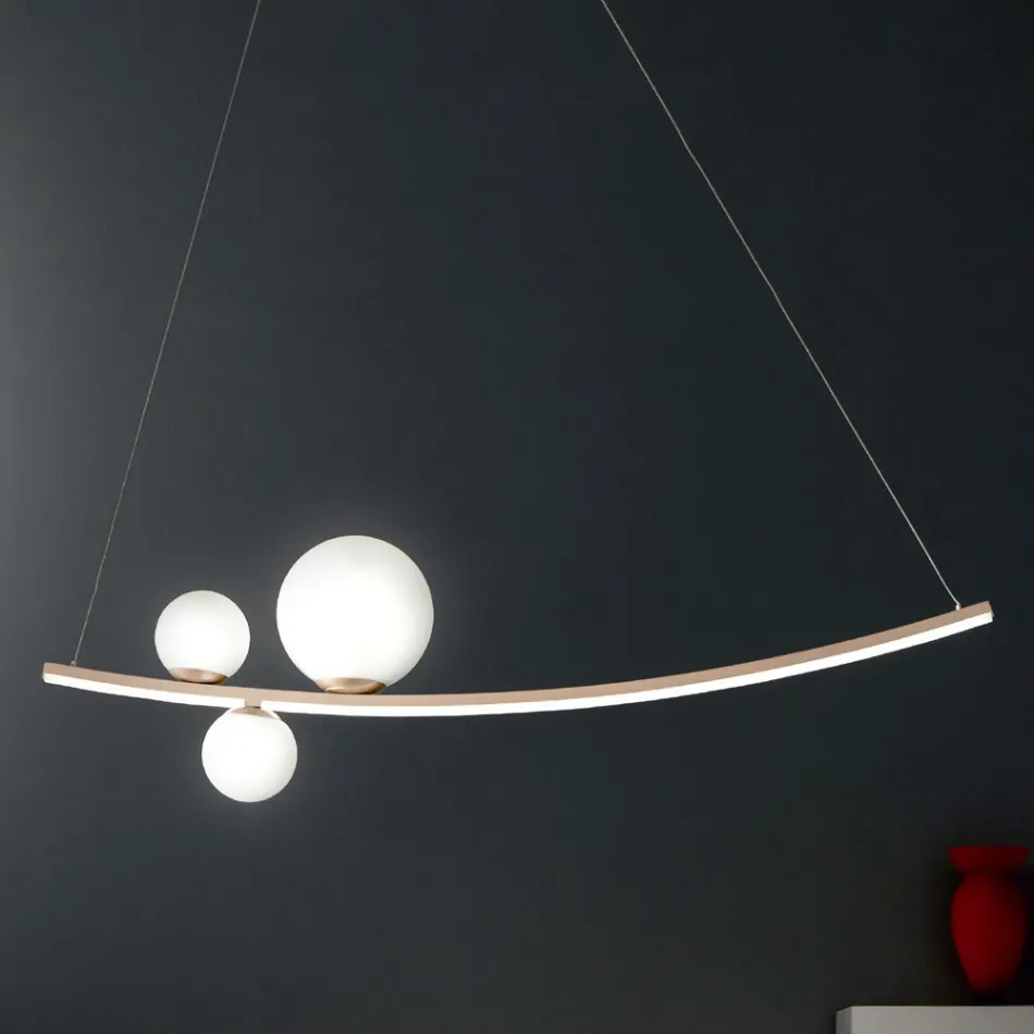 Suspension Lamp in Painted Metal and Blown Glass - Partridge Viadurini
