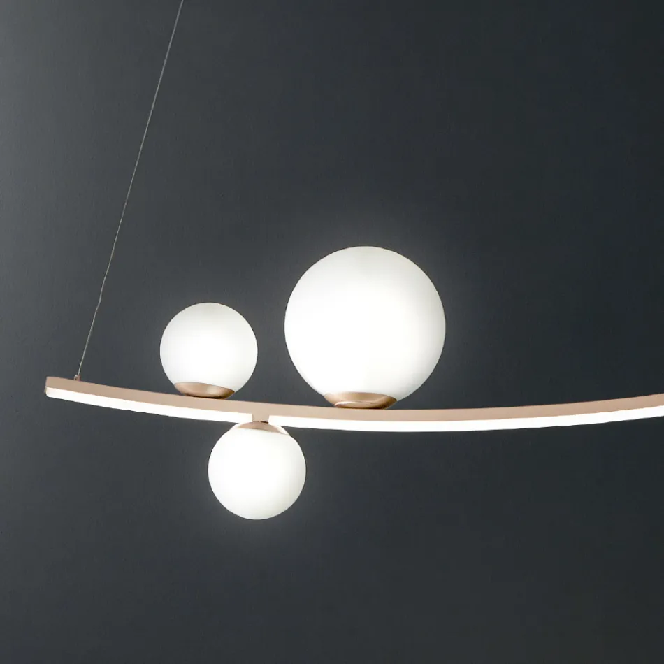 Suspension Lamp in Painted Metal and Blown Glass - Partridge Viadurini