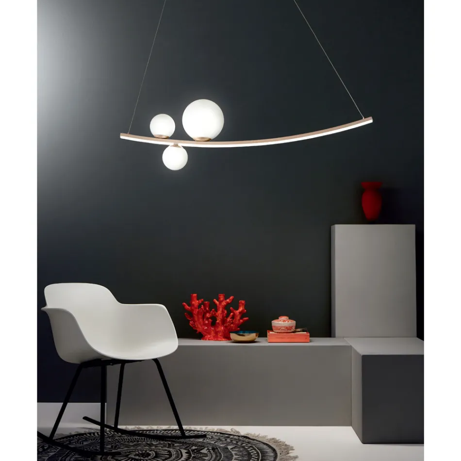 Suspension Lamp in Painted Metal and Blown Glass - Partridge Viadurini