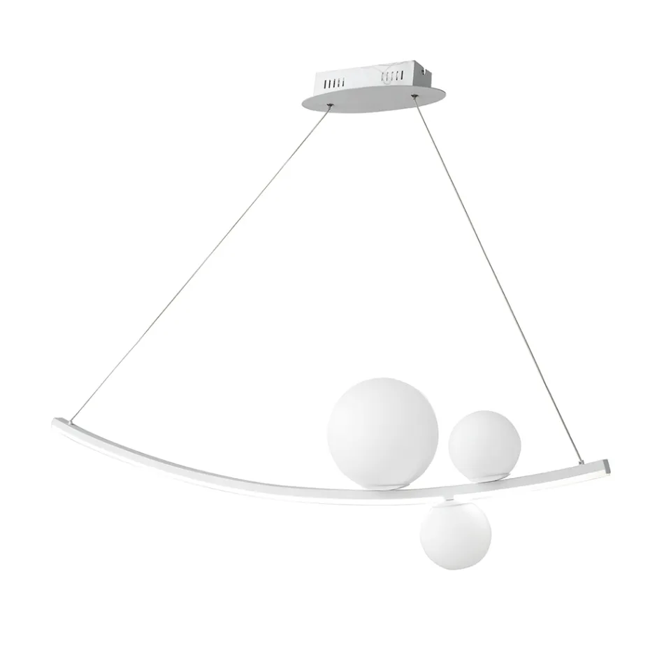 Suspension Lamp in Painted Metal and Blown Glass - Partridge Viadurini