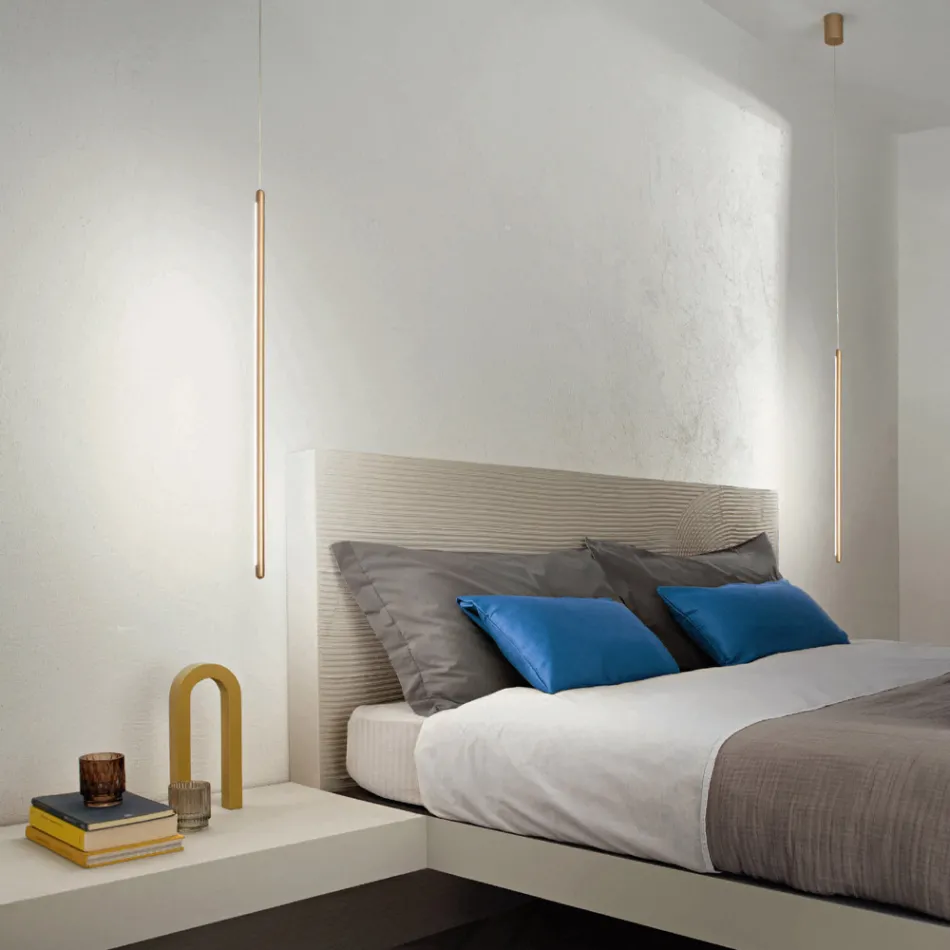 Suspension Lamp in Gold Painted Metal with Adjustable Cables - Orange Viadurini