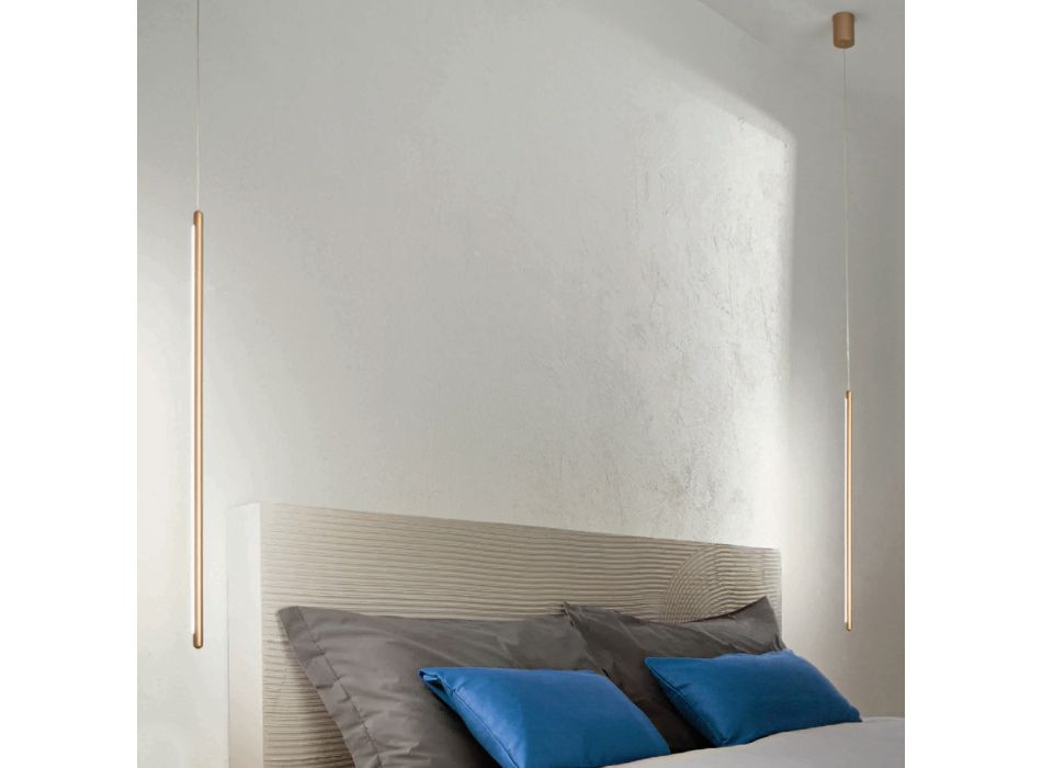 Suspension Lamp in Gold Painted Metal with Adjustable Cables - Orange Viadurini